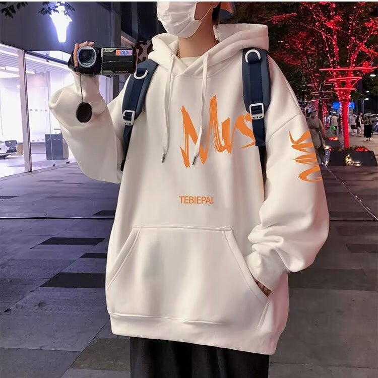 Hooded Pullover Sweater Men'S Fashion Brand Letter Printing Loose Hong Kong Style Sports Jacket For Couples - Image 3