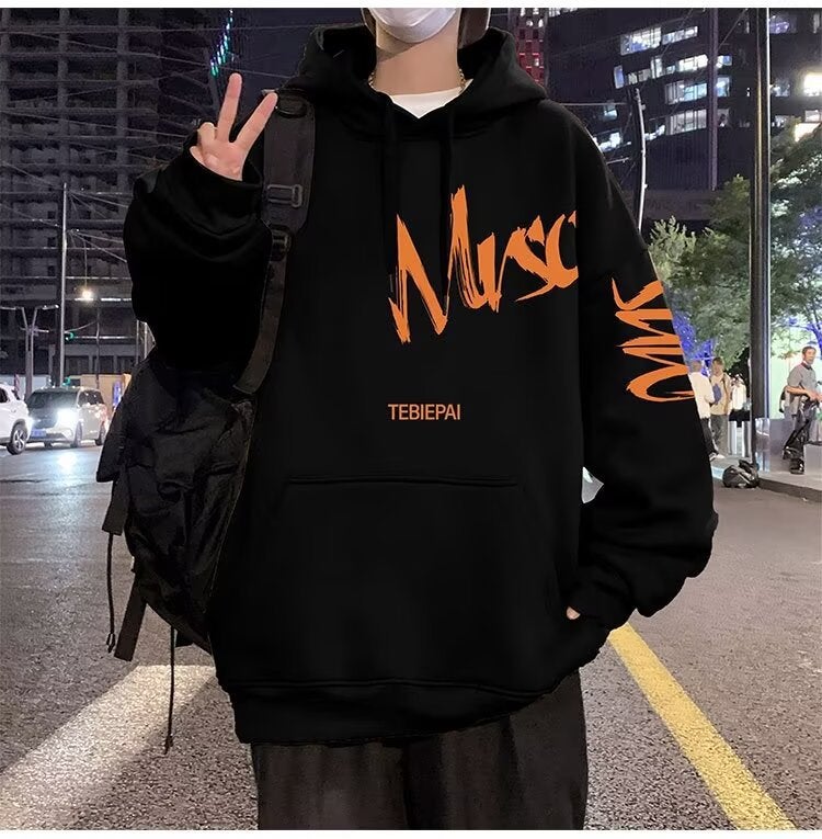 Hooded Pullover Sweater Men'S Fashion Brand Letter Printing Loose Hong Kong Style Sports Jacket For Couples - Image 1