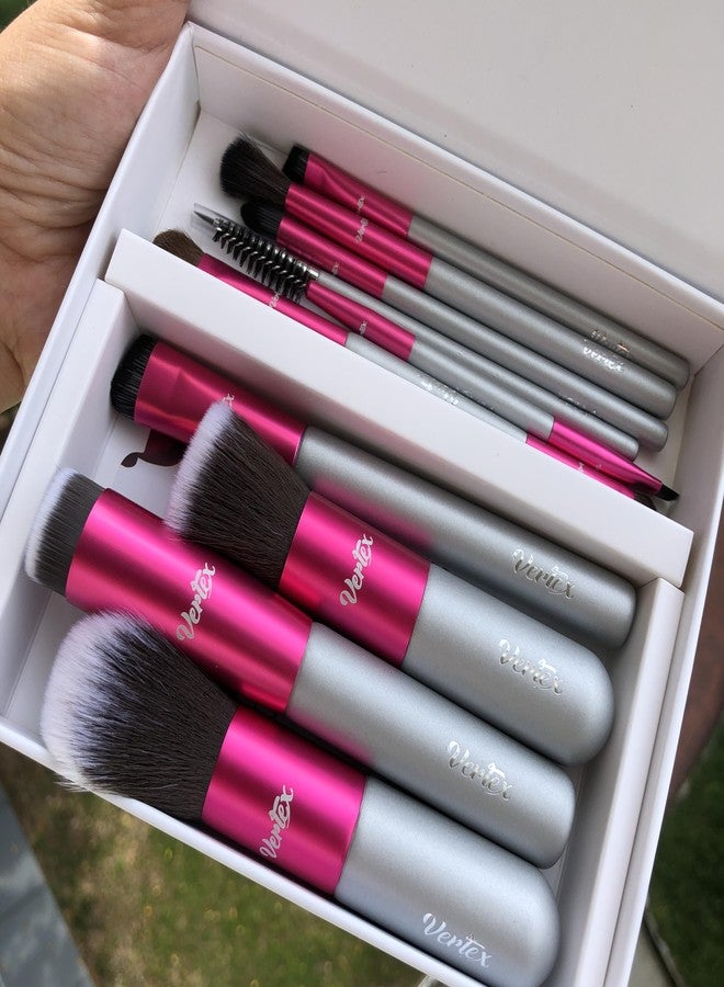 VERTEX Travel Makeup Brushes With Case - 10 Mini Make up Small Brushes In A Hard Case Organizer Fits Easily In All Traveling Bags And Carry On Bag This Is A Women Travel Essential Eyeliner Stencil Eyebrow - Image 3