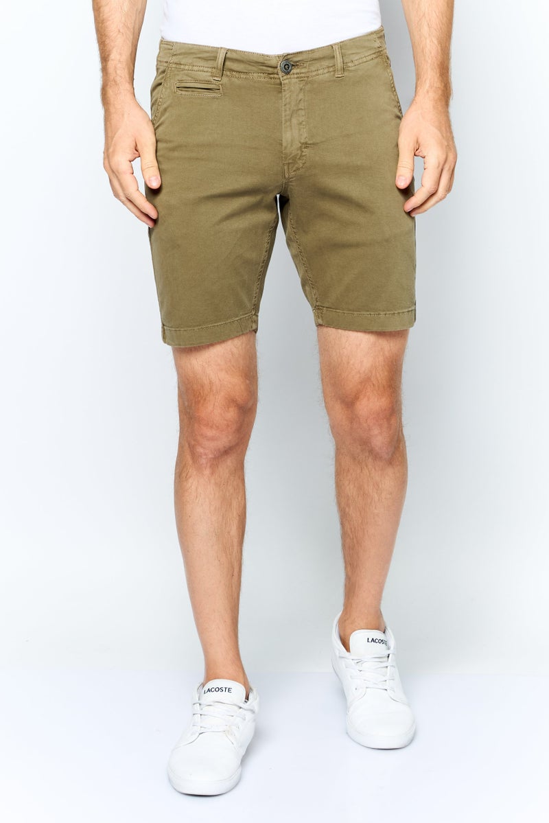Paperbacks Men 9 Inseam Solid Chino Shorts, Olive - Image 1