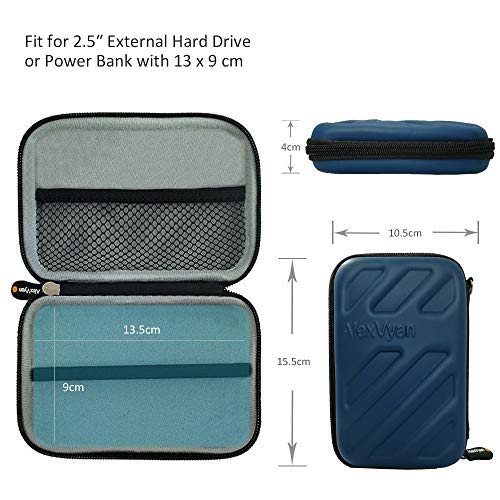 AlexVyan - Shock Proof External Hard Disk Case Protector for 2.5 Inch WD My Passport Ultra 1TB Portable External USB 3.0 Hard Drive Disk (1TB, 1 TB, 2TB 2 TB , 4TB 4 TB Compatible) Cover HDD Case Casing Carry Bag Pouch Sleeve Enclosure (Blue Flower) - Image 3
