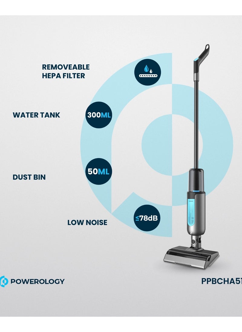 Powerology Dual Design - Cordless Vacuum & Mop / Low Noise / HEPA Filter / Lightweight / Adjustable Speed Levels / Efficient and Easy to Use Stick Vacuum Cleaner - Black  - Image 2