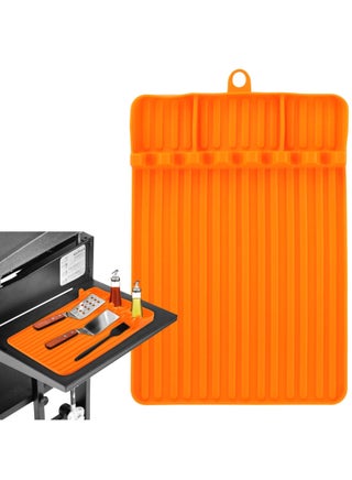 Silicone Griddle Tools Mat, Large Silicone Spatula Mat with Drip Pad, Reusable Black-stone Griddle Accessories, Heat-Resistant Grill BBQ Caddy Utensils Holder for Kitchen, Cooking & Countertop - pzsku/ZC76743D065CBA0F6A4A3Z/45/_/1719900897/0954574c-2914-4679-ab9c-db4a08435814
