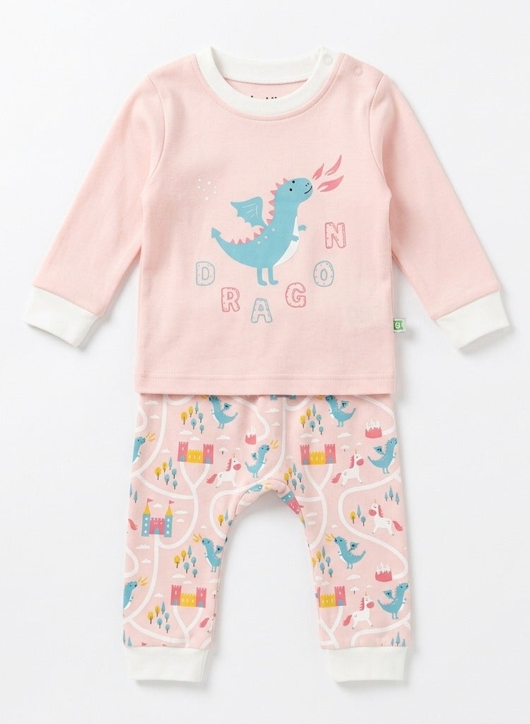 Katjie cotton Autum Pajama Set For Baby Girls 2-Piece Dragon Print 3520 - Image 1