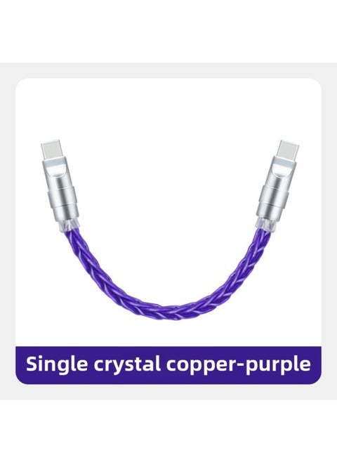 Pure Copper Hardware Ultra-soft Single Crystal Copper Data Cable For Iphone16 Flat Mate70 Notebook Fast Charging-Color:0.15m Usb To For Apple/12w-Model:Single Crystal Copper Purple [silver Copper Shell]