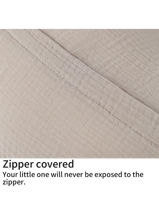 Onacosht Muslin Nursing Pillow Cover Soft 100% Cotton Feeding Pillow Slipcover Fits Standard Infant Nursing Pillow for Baby Boy and Girl, Fog - Image 4