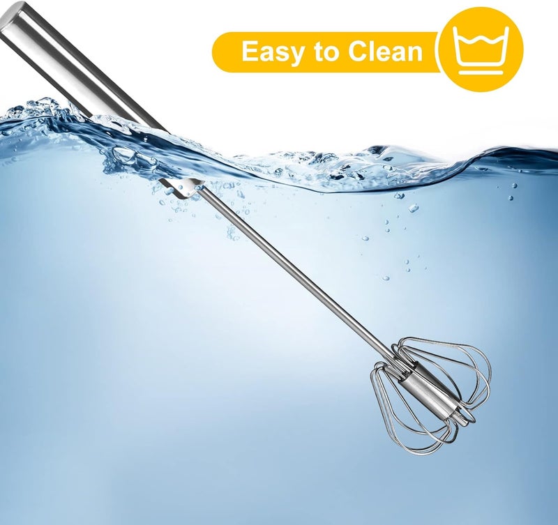 JLiup Egg Whisk,2 Pack Stainless Steel Home Kitchen Tool, Hand Easy Whisk Egg Beater Manual Mixer Blender for Whisking, Beating & Stirring (14 Inch and 10 Inch) - Image 4