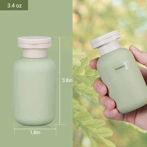 UMETASS 3.4 oz Plastic Small Travel Shampoo Bottles, Refillable Flip Cap Squeeze Bottles for Toiletries, Leakage-proof Travel Shampoo and Conditioner Container (8 pack) - Image 2