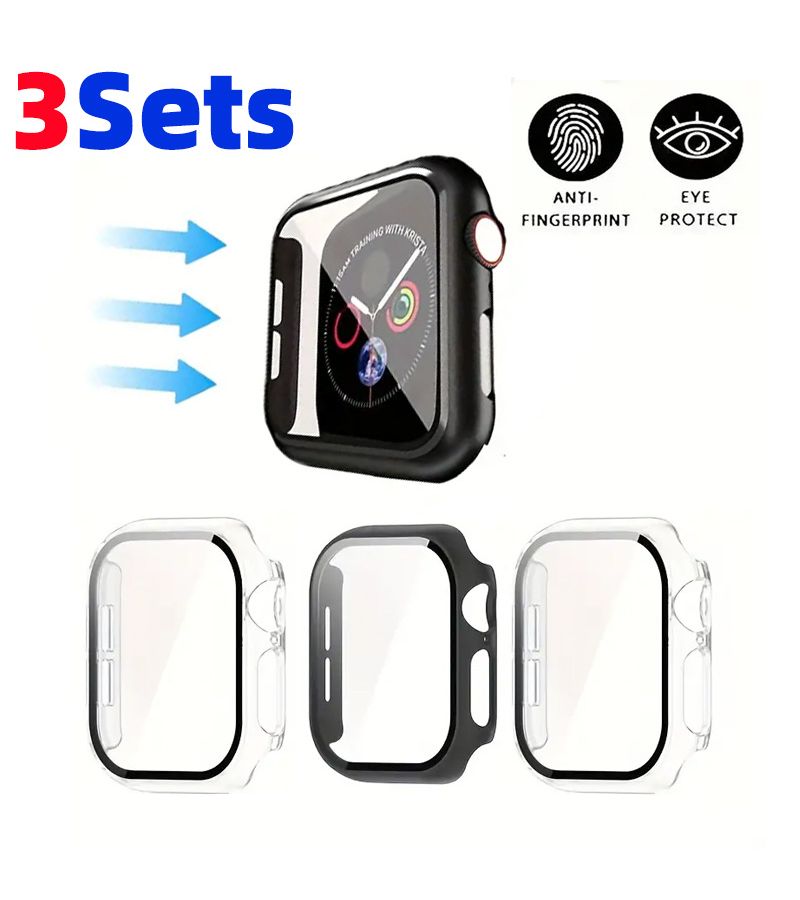 3 Pcs 2 Transparent 1 Black Protective Films For iWatch 9 8 7 41mm - Image 1