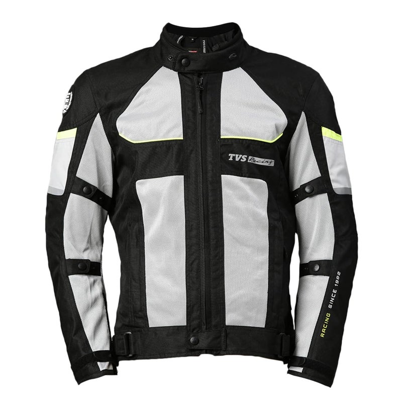 Riding Jacket with Impact Resistance& High Abrasion, Challenger 3-Layer with All Weather Adaptability, CE Level 2 Armour Protection- Bike Jackets for Men, Tailored Comfort - (Grey-L)