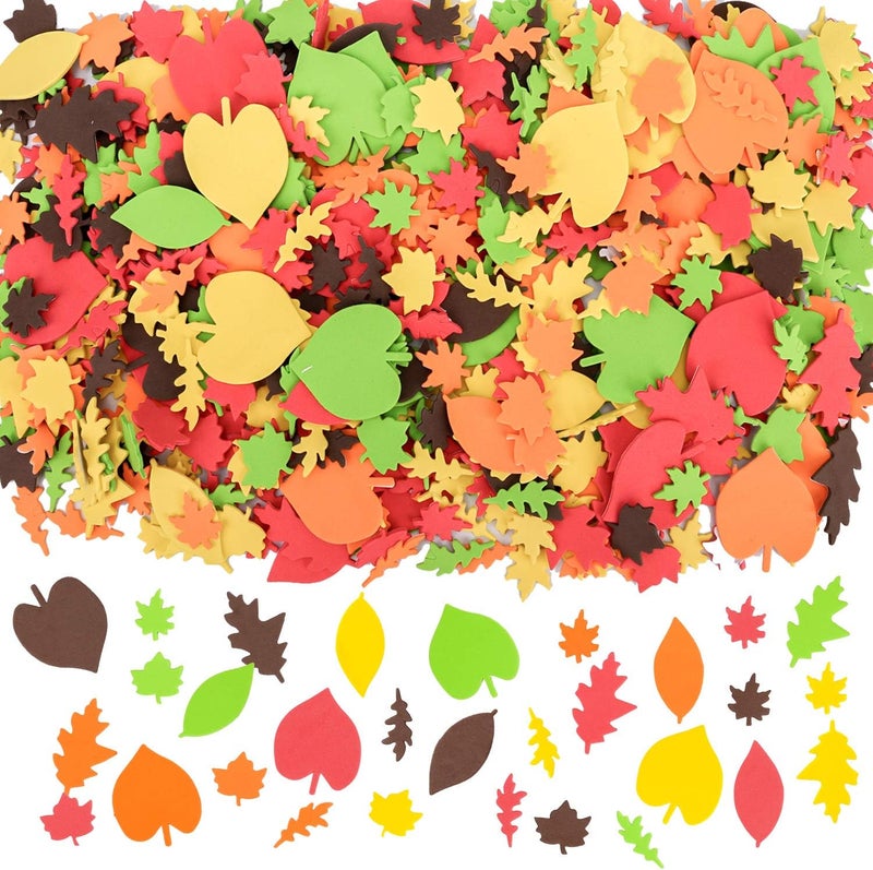 Konsait Bulk 540pcs Thanksgiving Foam StickersFall Leaf Stickers Adhesive Foam Maple Leaves Stickers Art Craft Scrapbooks Supplies Thanksgiving Autumn Party Decoration - Image 1