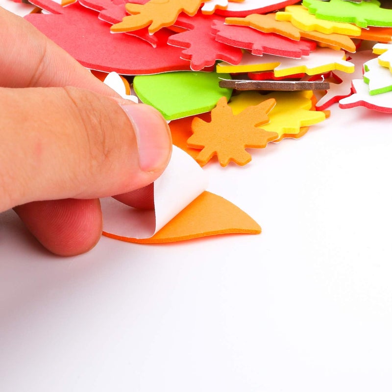 Konsait Bulk 540pcs Thanksgiving Foam StickersFall Leaf Stickers Adhesive Foam Maple Leaves Stickers Art Craft Scrapbooks Supplies Thanksgiving Autumn Party Decoration - Image 3