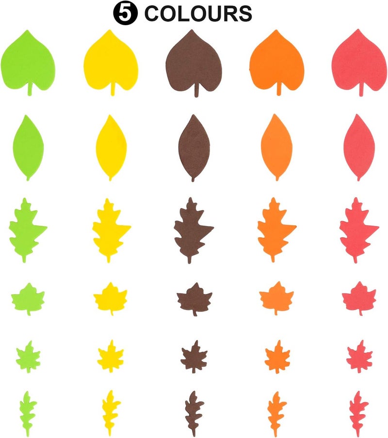 Konsait Bulk 540pcs Thanksgiving Foam StickersFall Leaf Stickers Adhesive Foam Maple Leaves Stickers Art Craft Scrapbooks Supplies Thanksgiving Autumn Party Decoration - Image 4