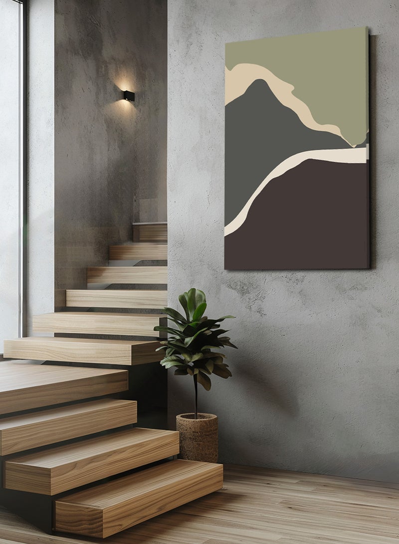 LOWHA Canvas Wall Art Stretched Over Wooden Frame with Mountains Painting - Image 1