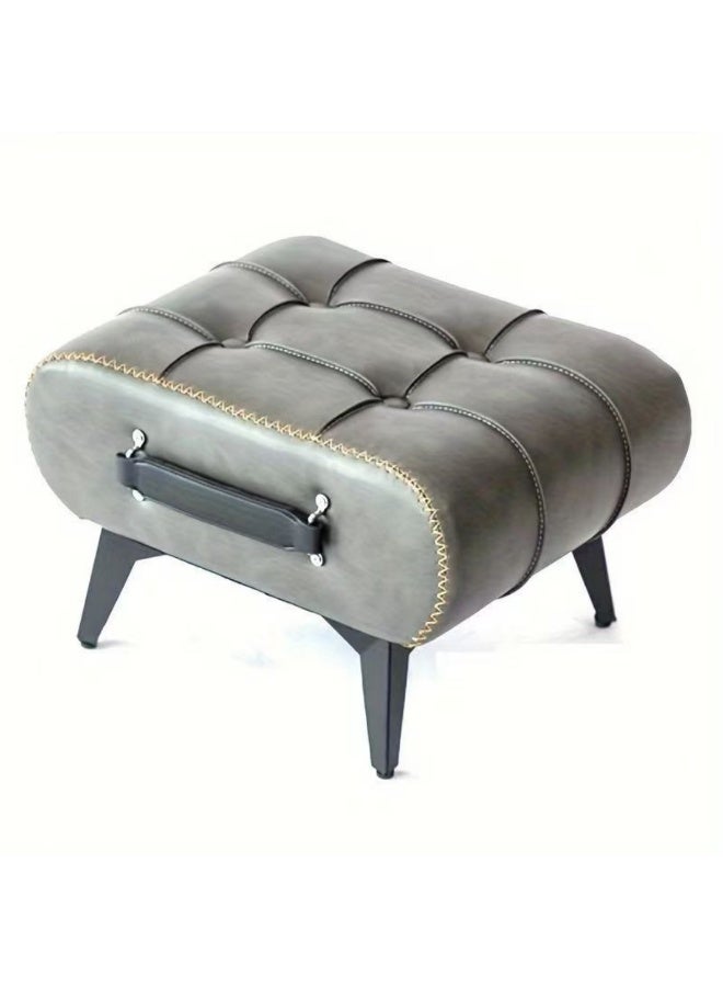 HXDream Footstool Ottoman with Metal Legs,Faux Leather Footstool,Shoe Stool,Shoe Bench,tylish and Functional Footrest for Extra Seating in Living Room,Entryway,Office - Image 1