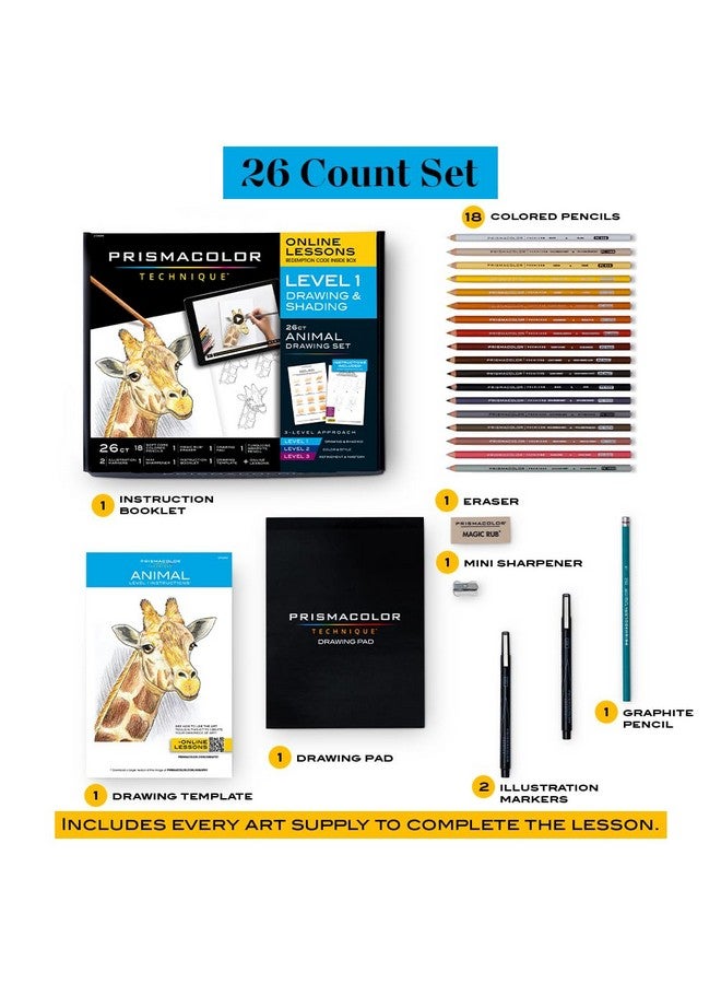 بريزما كالر لوازم فنية تقنية مع دروس الفن الرقمي، مجموعة رسومات الحيوانات المستوى 1 كيفية رسم الحيوانات باستخدام أقلام الرصاص الملونة وأقلام الرصاص الجرافيت والمزيد من دروس رسم الثعلب 26 عددًا - Image 4