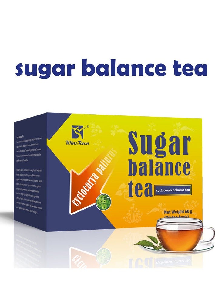 وينز تاون شاي سيكلوكاريا باليوروس، شاي توازن السكر، لون زاهي، طعم مهدئ، شاي صحي لخفض نسبة السكر في الدم، 3 غرامات * 20 كيسًا - Image 1