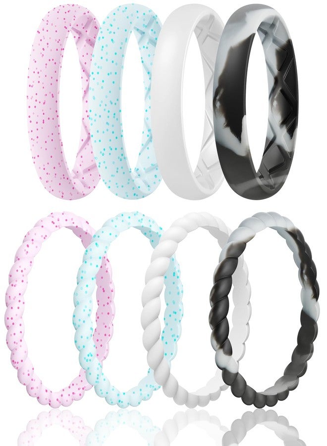 Egnaro Women's Bridal Rings Sets, Inner Arc Ergonomic Breathable Design Silicone Rubber Wedding Bands, 7.5-8, Silicone, No Gemstone - Image 1