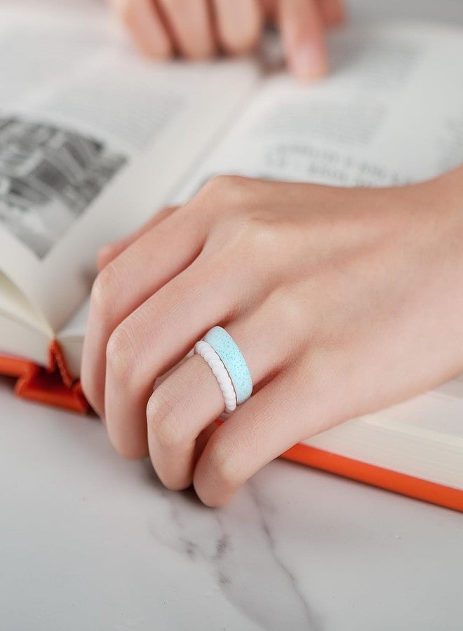 Egnaro Women's Bridal Rings Sets, Inner Arc Ergonomic Breathable Design Silicone Rubber Wedding Bands, 7.5-8, Silicone, No Gemstone - Image 3