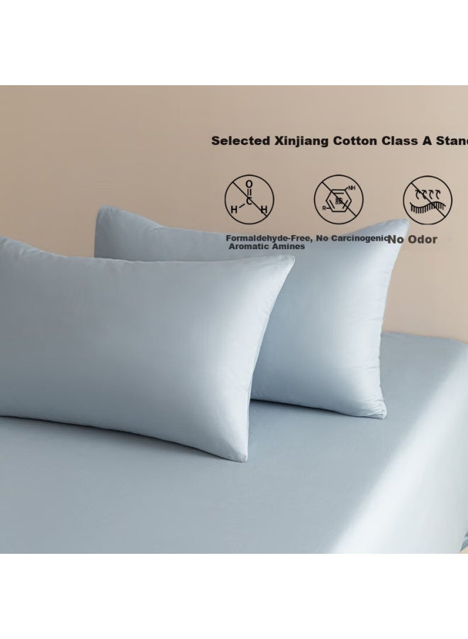 Amor Class A Pure Cotton Combed Cotton Pillowcase, Cotton Pillowcase, One Pair - Qingshan Blue