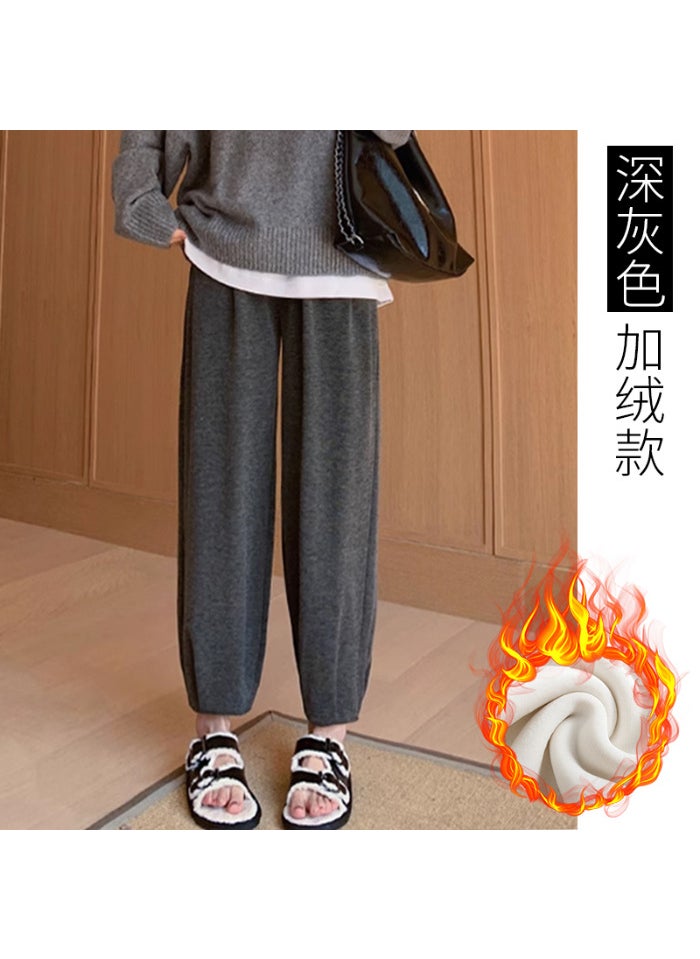 Generic Maternity Velvet Harem Pants Autumn Winter Velvet dark gray 