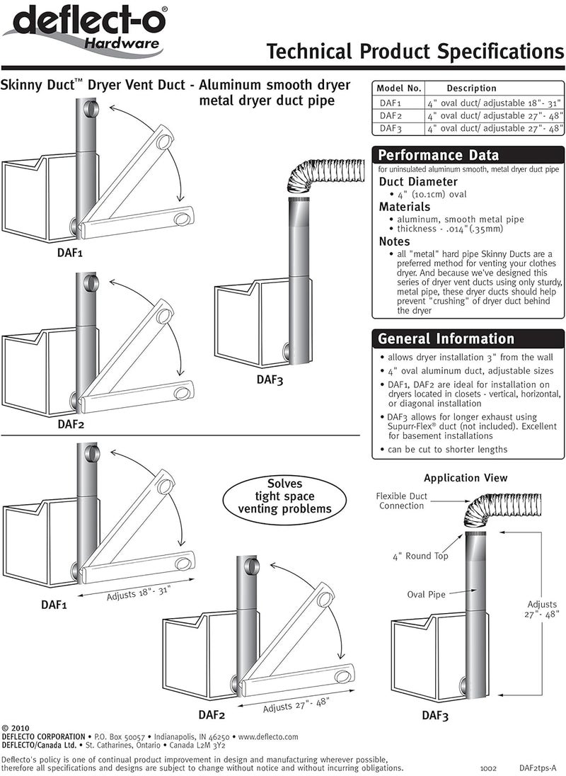 Deflecto Deflecto 4 Oval Duct Adjustable from 27 to 48 DAF2  - Image 3