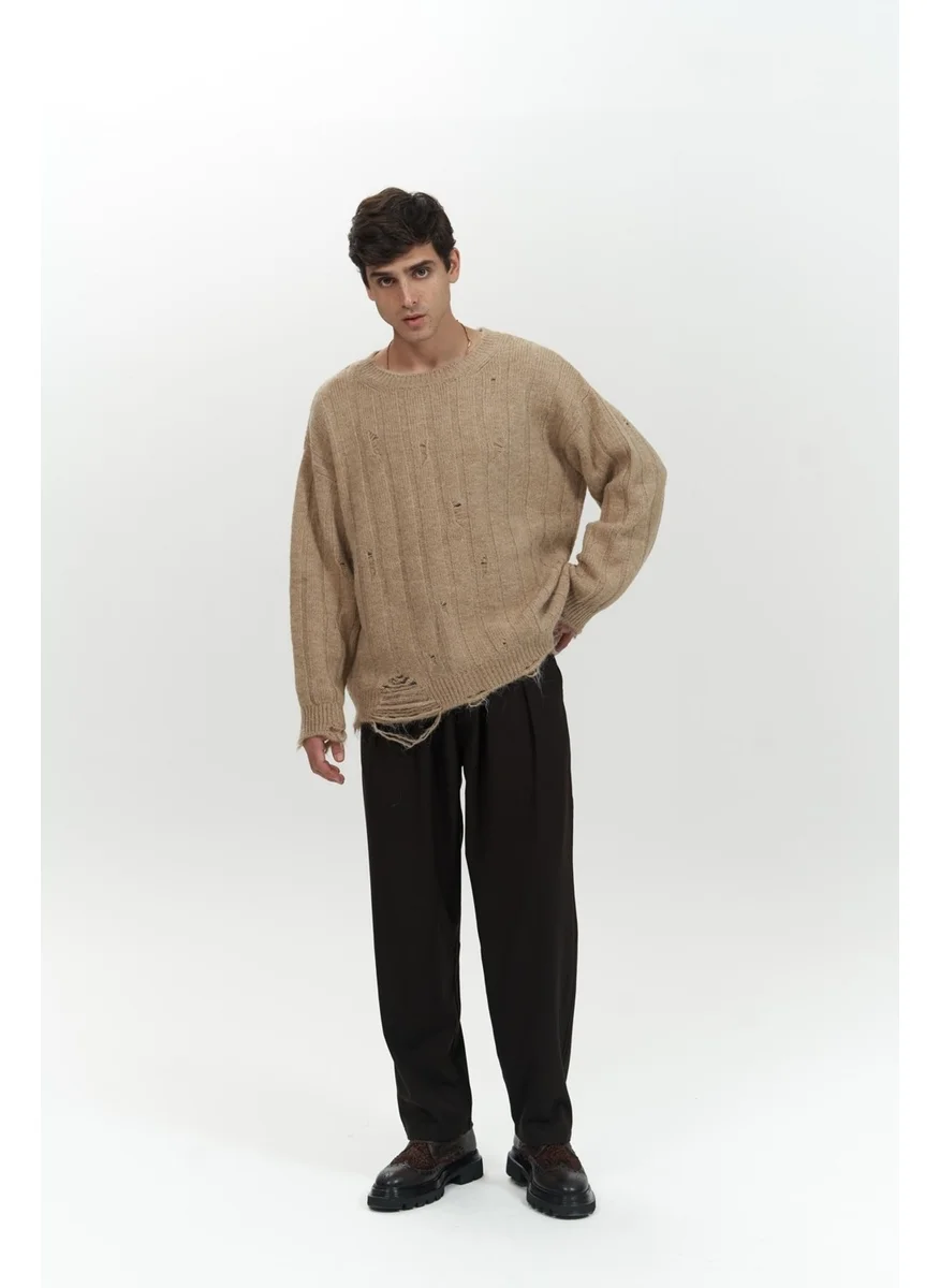Mai Collection Vincent Torn Detail Mink Men's Knitwear Sweater