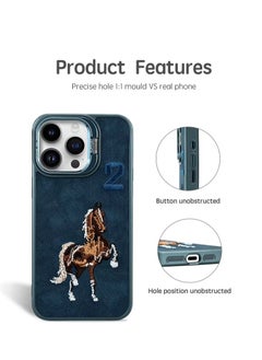Generic Luxury Embossed Leather Case for iPhone 14 Pro Max with Stand and Anti-Fingerprint Soft Frame (Grey)  - Image 3