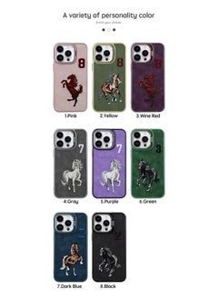 Generic Luxury Embossed Leather Case for iPhone 14 Pro Max with Stand and Anti-Fingerprint Soft Frame (Grey)  - Image 5