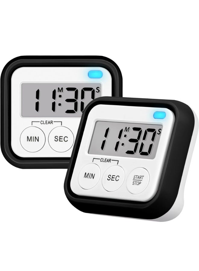 Timer, Kitchen Timers for Cooking Classroom Timer for Kids Teachers Magnetic Digital Timers 2 Pack, Black - Image 1