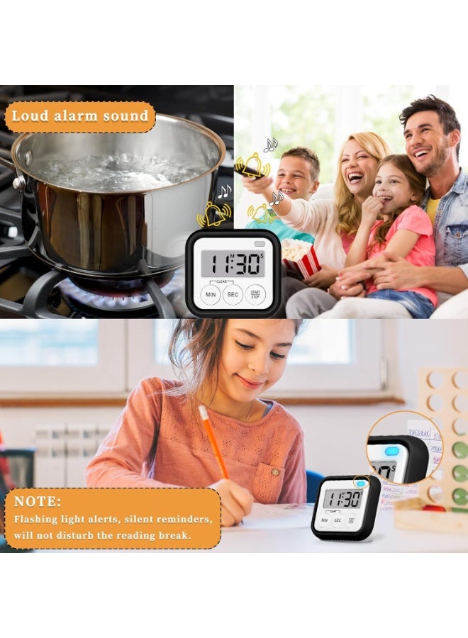 Timer, Kitchen Timers for Cooking Classroom Timer for Kids Teachers Magnetic Digital Timers 2 Pack, Black - Image 5