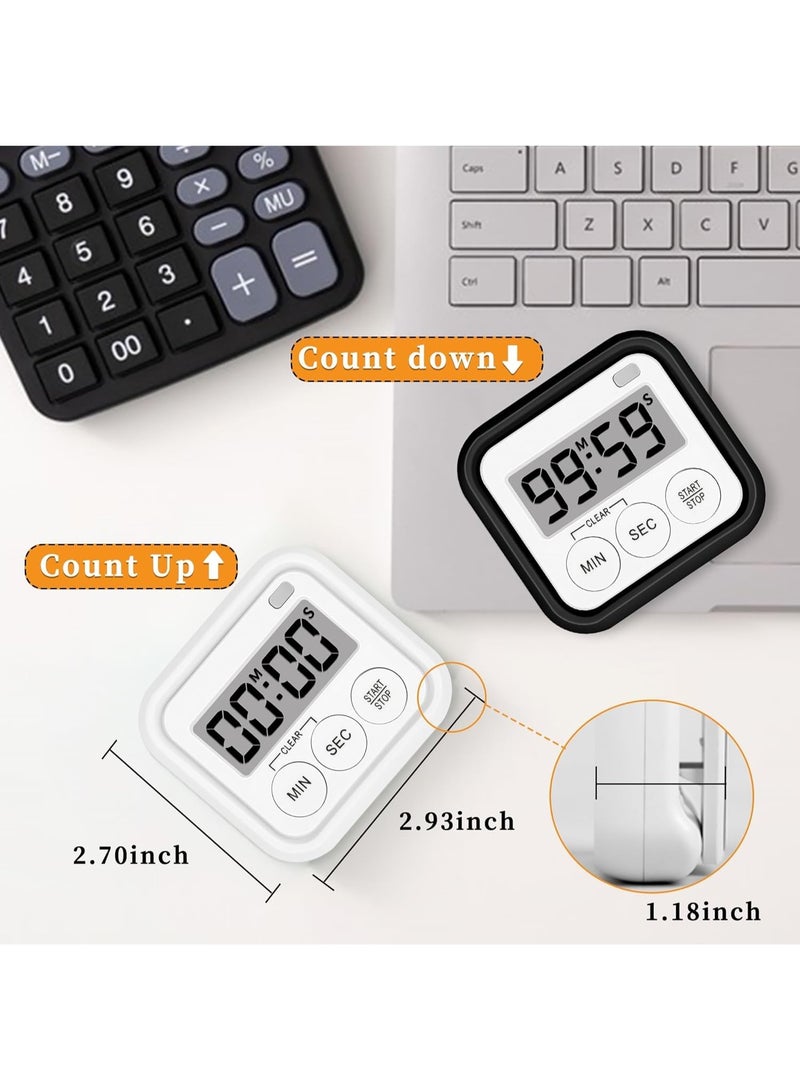 Timer, Kitchen Timers for Cooking Classroom Timer for Kids Teachers Magnetic Digital Timers 2 Pack, Black - Image 2