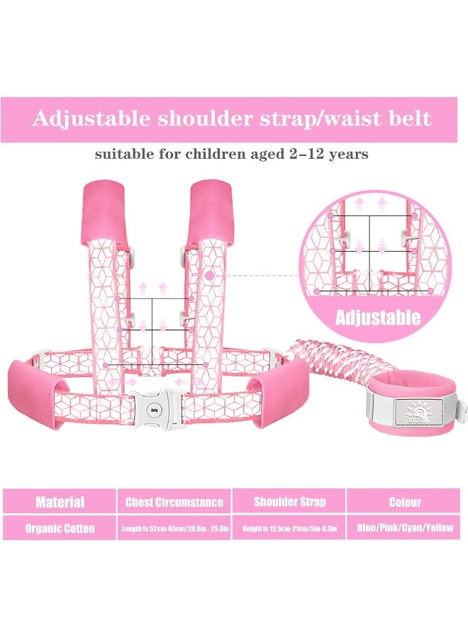 وسزكمل Toddler Harness Walking Leash- Child Anti Lost Wrist Link - Child Safety Harness - Upgrade with Reflective Tape Liner 6.5ft - for 1-12 Years Boys and Girls to Disneyland, Zoo or Mall (Pink Leash) - Image 5
