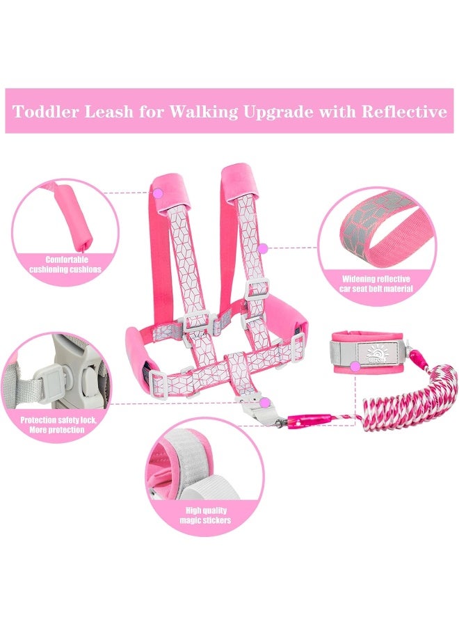 وسزكمل Toddler Harness Walking Leash- Child Anti Lost Wrist Link - Child Safety Harness - Upgrade with Reflective Tape Liner 6.5ft - for 1-12 Years Boys and Girls to Disneyland, Zoo or Mall (Pink Leash) - Image 3