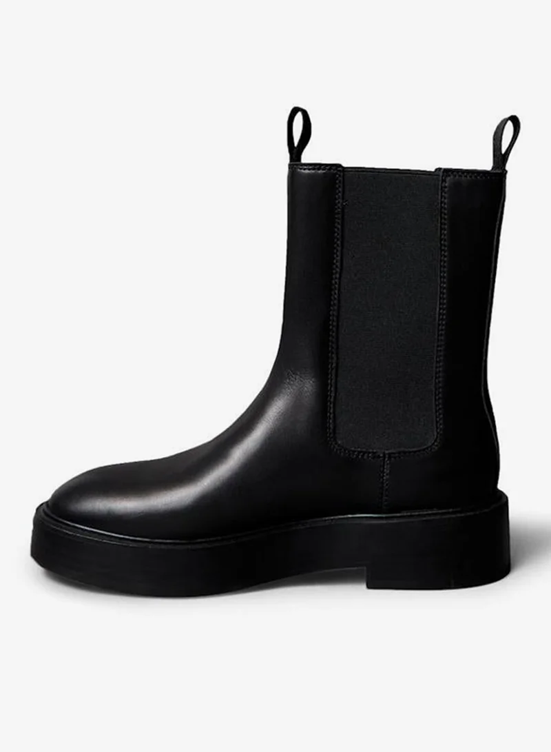 Calvin Klein Jeans Leather Stacked Heel Chelsea Boots