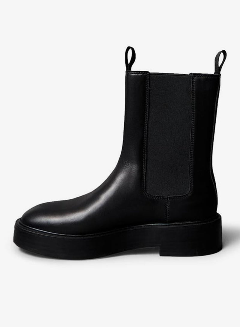 Calvin Klein Jeans Leather Stacked Heel Chelsea Boots - Image 2
