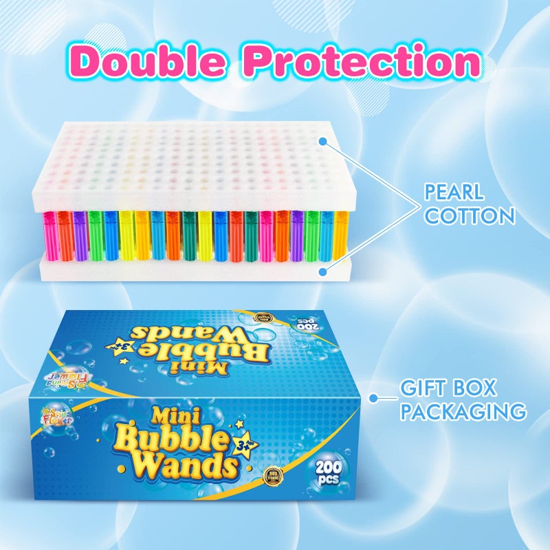 spring flower SpringFlower 200 Pieces Mini Bubble Wands, Party Favors Assortment Toys for Kids,Themed Birthday, Halloween, Goodie Bags, Carnival Prizes, Wedding, Bubble Maker Outdoor Gifts for Girls & Boys - Image 3