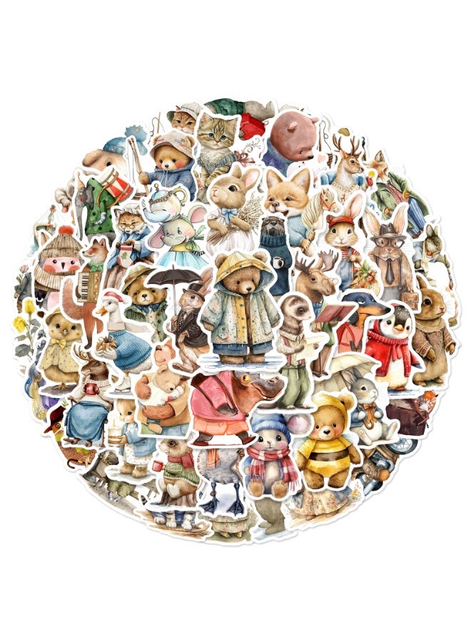 NIBEMINENT 50 Pcs Retro Animals Deco Kit Waterproof Stickers, High Definition Printing Bright Colors, Suitable for Laptop Skateboard Luggage Water Bottle Guitar DIY - Image 2