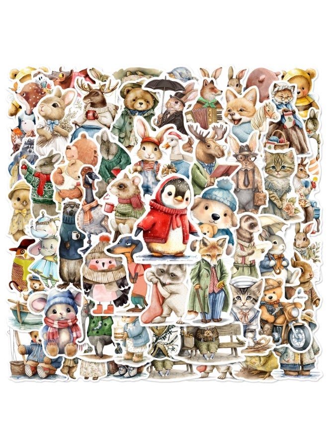 NIBEMINENT 50 Pcs Retro Animals Deco Kit Waterproof Stickers, High Definition Printing Bright Colors, Suitable for Laptop Skateboard Luggage Water Bottle Guitar DIY - Image 1