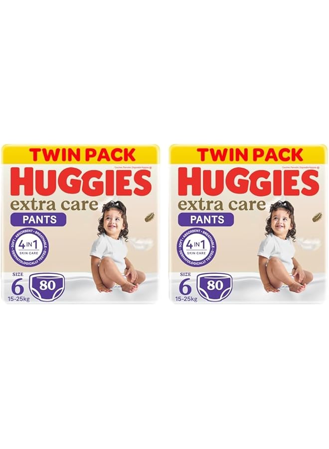 HUGGIES Extra Care Culottes Size 6 15 25 Kg Twin Jumbo Pack 80 Diaper Pants (Pack Of 2)
