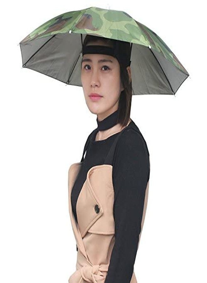 RAINPOPSON Hat Umbrella for Kids Army Color Soft Unbreakable Plastic Hat/Cap Umbrella for Men/Women and Adults UV & Rain Protection Hat Umbrella for Kids boys & Girls (Army) Pack of 1 - Image 1