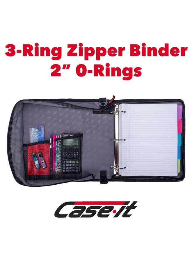 Case it The Universal Zipper Binder - 2 Inch O-Rings - Padded Pocket That Holds up to 13 Inch Laptop/Tablet - Multiple Pockets - 400 Page Capacity - Comes with Shoulder Strap - Mint Blue LT-007 - Image 2