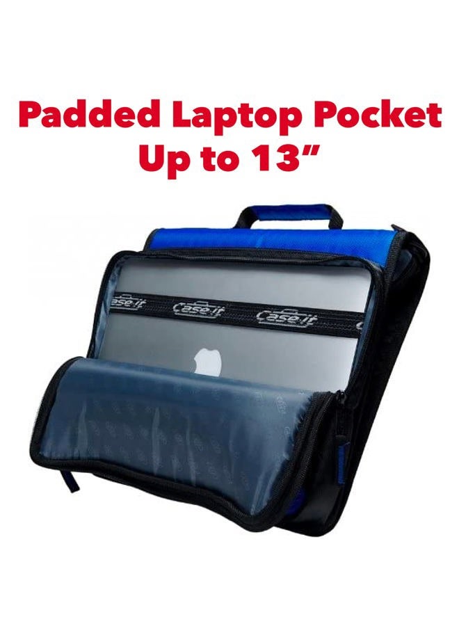 Case it The Universal Zipper Binder - 2 Inch O-Rings - Padded Pocket That Holds up to 13 Inch Laptop/Tablet - Multiple Pockets - 400 Page Capacity - Comes with Shoulder Strap - Mint Blue LT-007 - Image 3