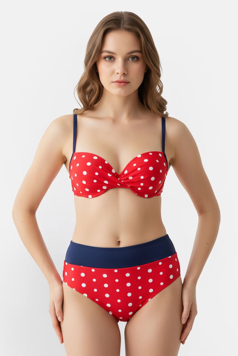 arena Women 2 Pieces Polka Dots Bikini Top And Bottom Set, Multicolor - Image 1
