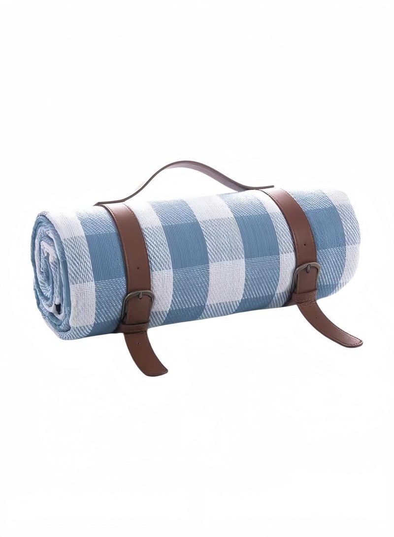 Portable Extra Large Picnic Blanket 200 x 200 cm, Waterproof & Sandproof Camping Mat, Foldable 3-Layer Outdoor Blanket for 6-8 Adults – for Camping, Park, Beach, Grass (Light Blue) - Image 1