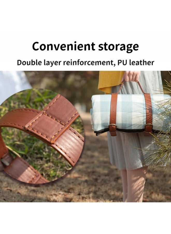 Portable Extra Large Picnic Blanket 200 x 200 cm, Waterproof & Sandproof Camping Mat, Foldable 3-Layer Outdoor Blanket for 6-8 Adults – for Camping, Park, Beach, Grass (Light Blue) - Image 4