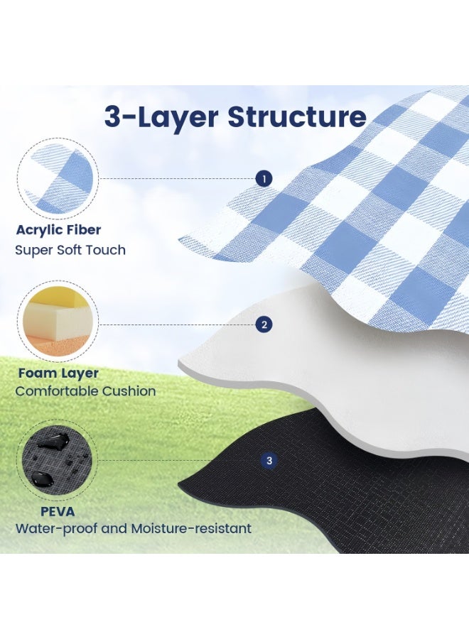 Portable Extra Large Picnic Blanket 200 x 200 cm, Waterproof & Sandproof Camping Mat, Foldable 3-Layer Outdoor Blanket for 6-8 Adults – for Camping, Park, Beach, Grass (Light Blue) - Image 3