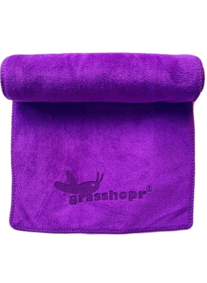 grasshopr Grasshopr - Micro Fiber Gym Sports Face Towel 10 inches x 48 inches (Velvet Feel) (Purple)  - Image 1