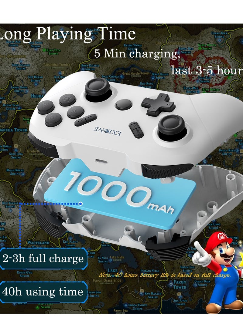وحدة تحكم Exlene Wireless Switch Pro لجهاز Nintendo Switch/Switch Lite/PC/IOS/Android/Steam، استيقظ، اهتزاز قابل للتعديل وتوربو، التحكم في الحركة - Image 4