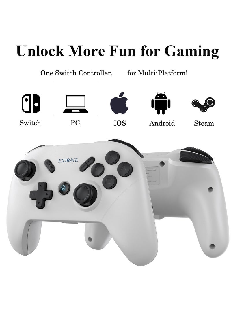 وحدة تحكم Exlene Wireless Switch Pro لجهاز Nintendo Switch/Switch Lite/PC/IOS/Android/Steam، استيقظ، اهتزاز قابل للتعديل وتوربو، التحكم في الحركة - Image 2